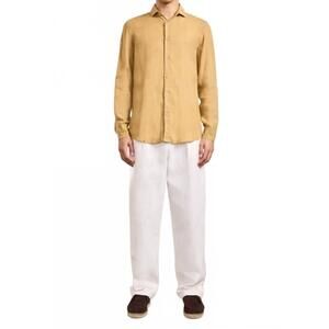 NEW FRESCOBAL CARIOCA antonio linen shirt in dried moss